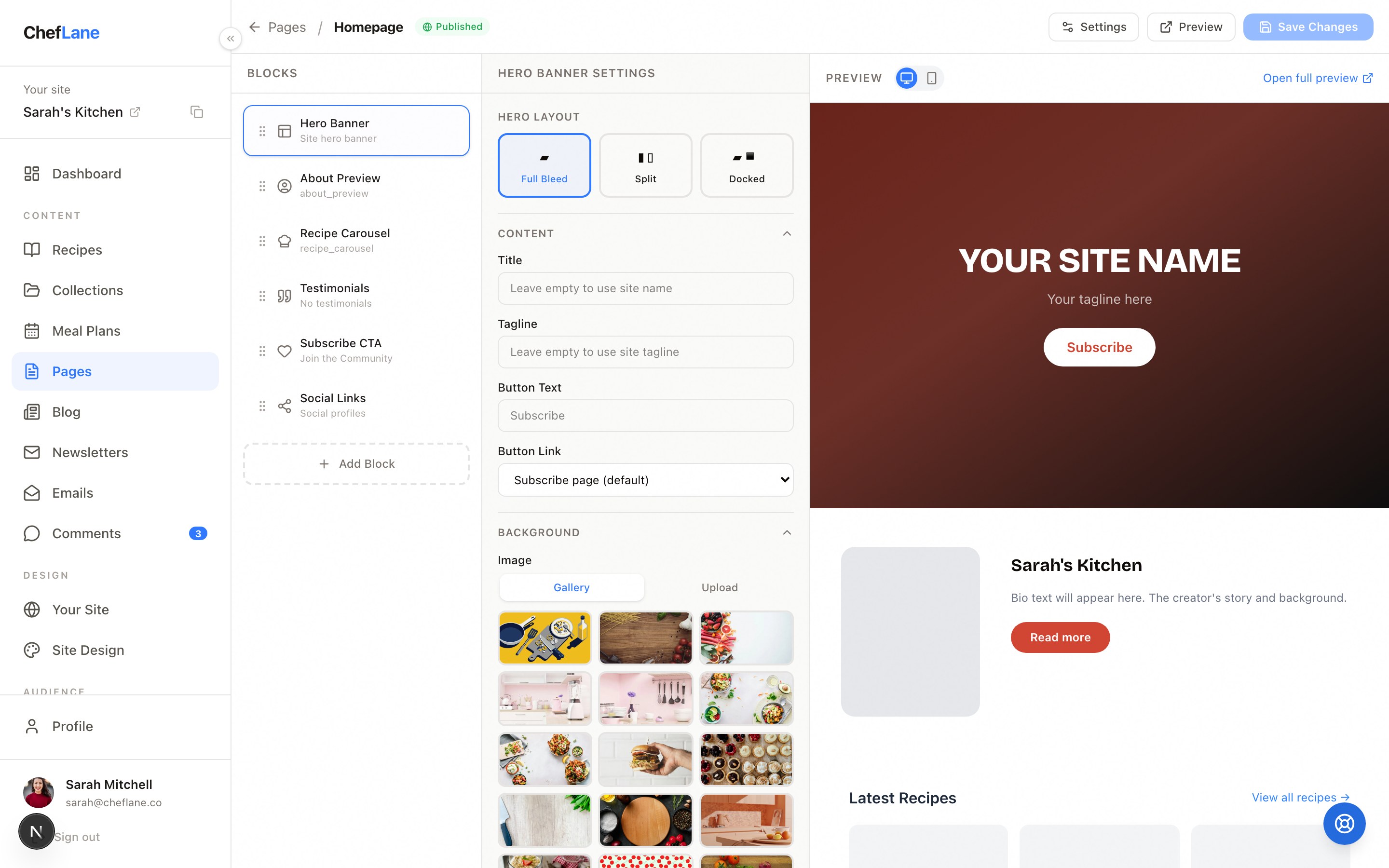 Page Builder preview